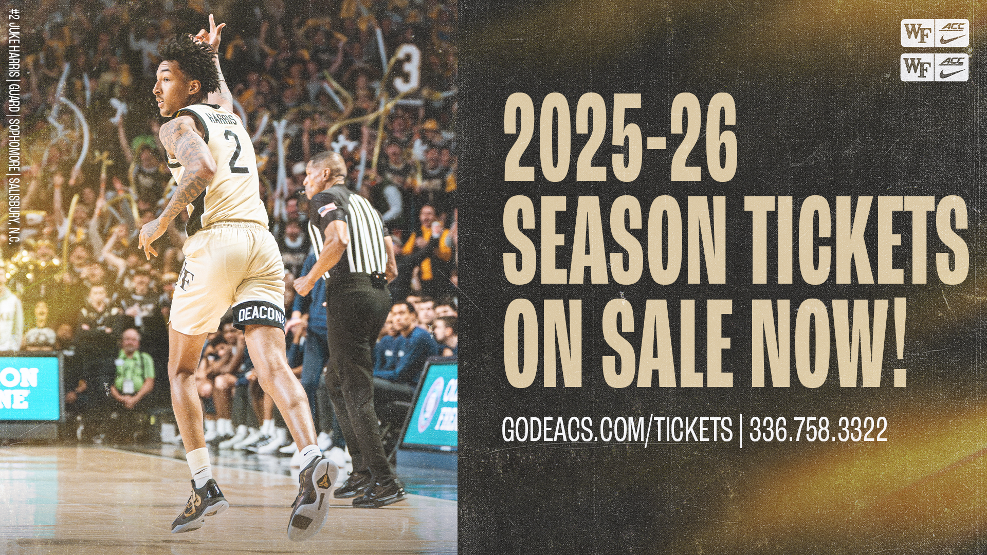 Wake Forest men's basketball season tickets on sale now - GoDeacs.com/Tickets