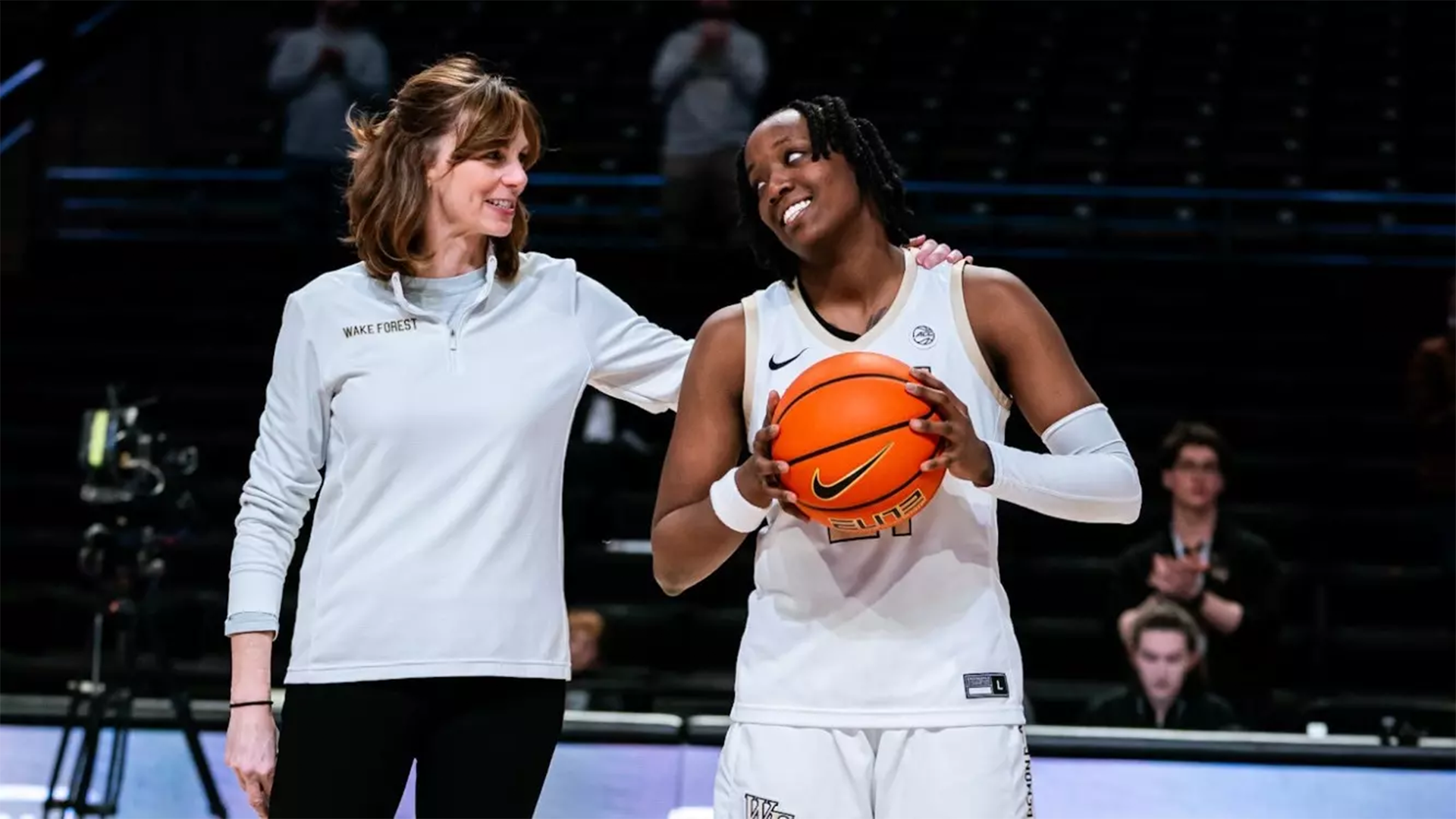 Head coach Megan Gebbia and player Elise Williams