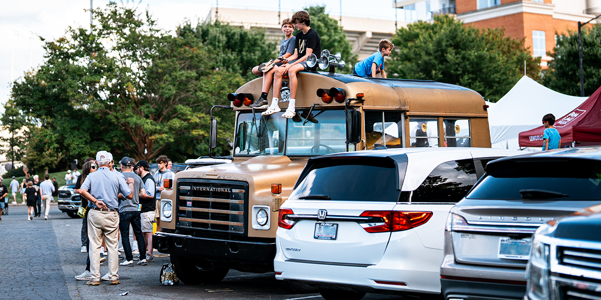 Photo of Wake Forest fans in a parking lot