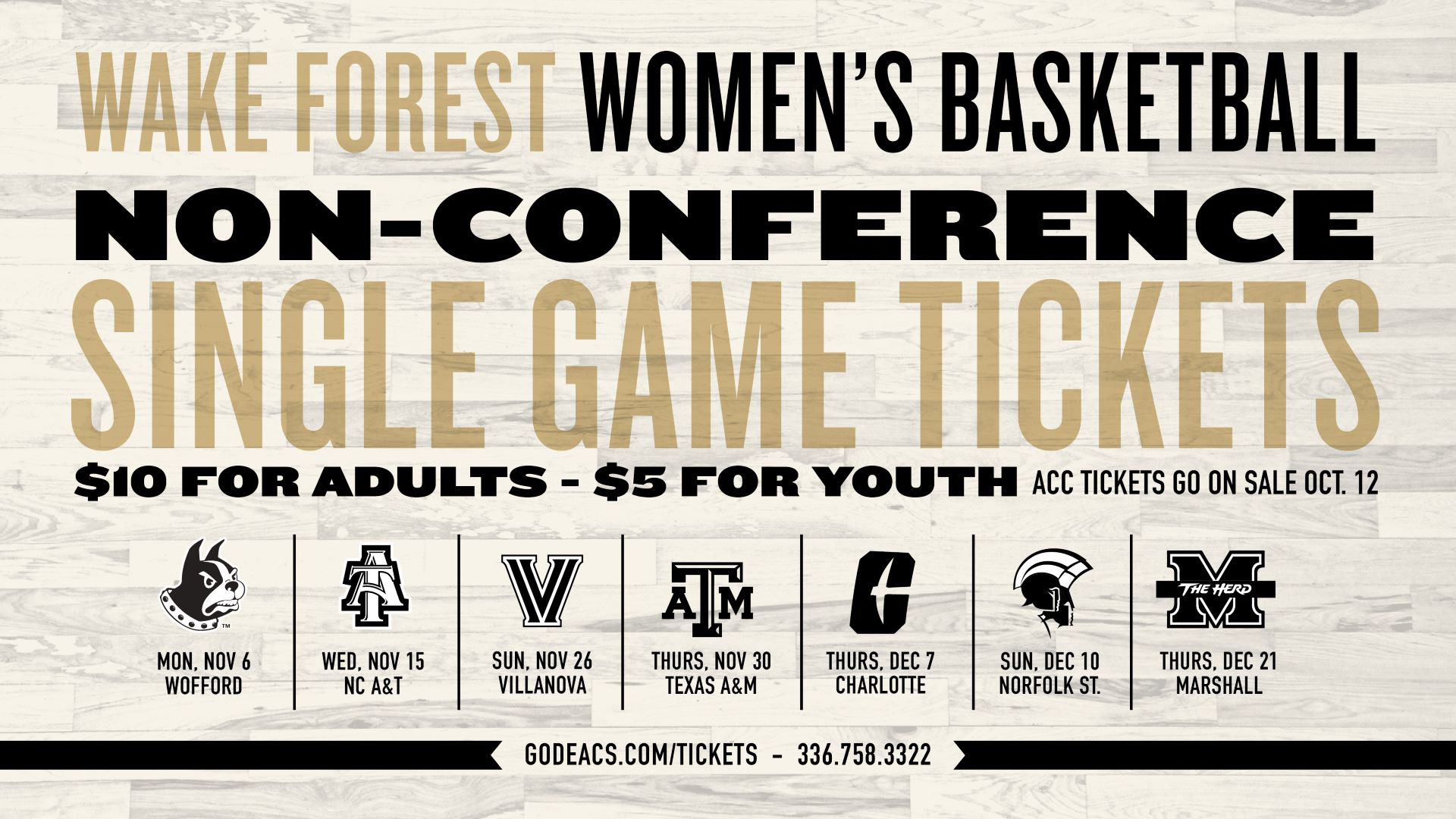 Wake Forest women's basketball non-conference single game tickets