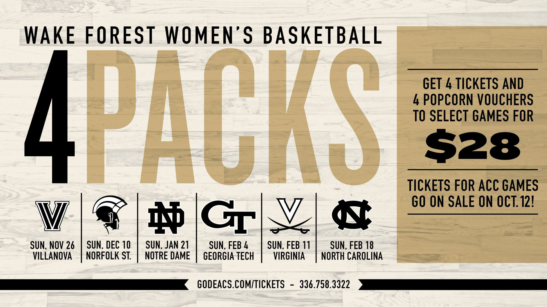 Wake Forest women's basketball 4-Pack - Tickets for ACC games go on sale October 12