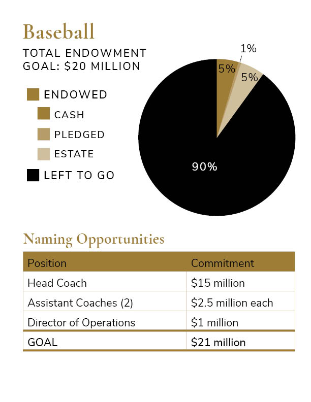 Total Endowment Goal Pie Charts - Baseball $20 million