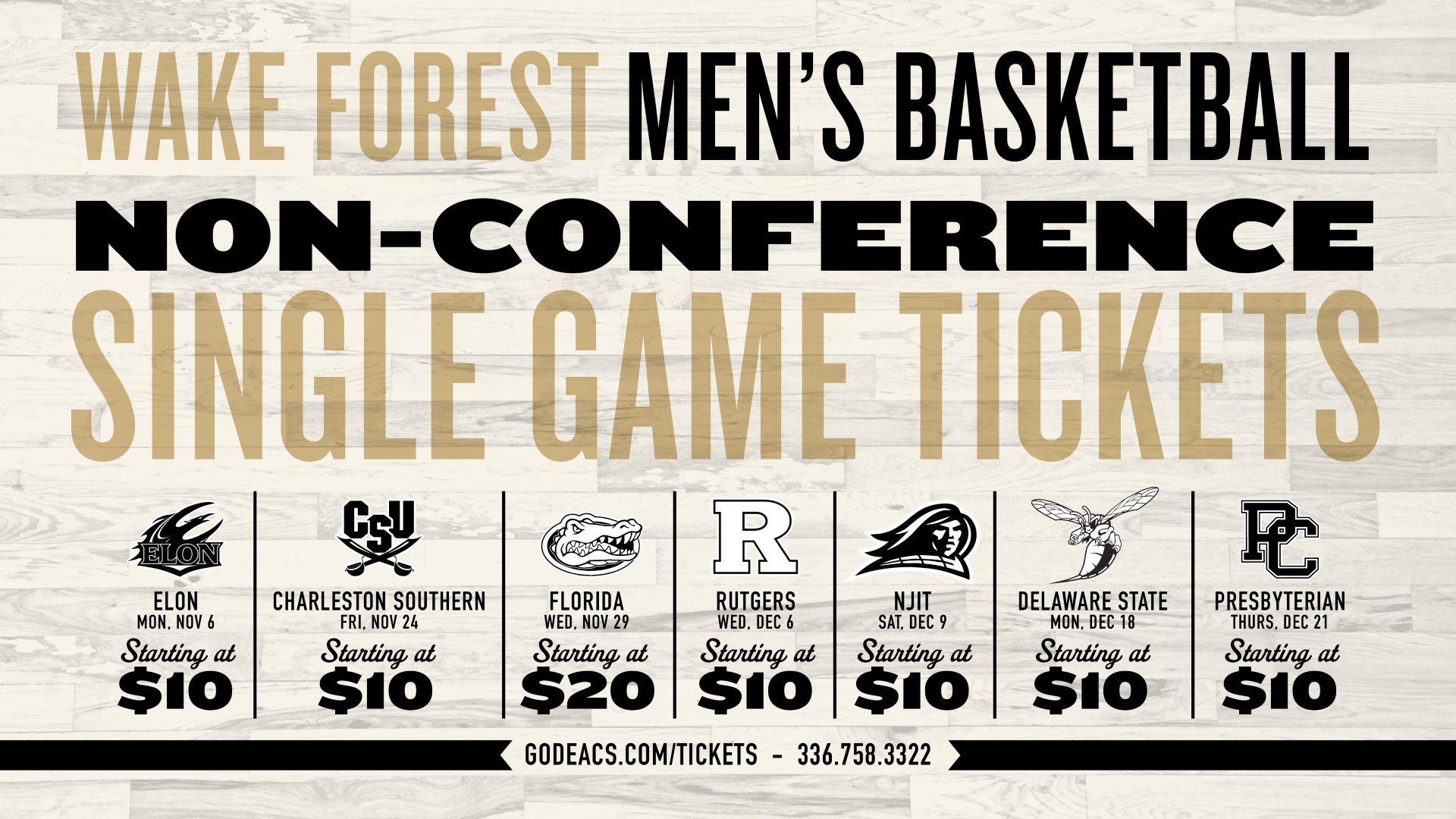 Wake Forest men's basketball non-conference single game tickets