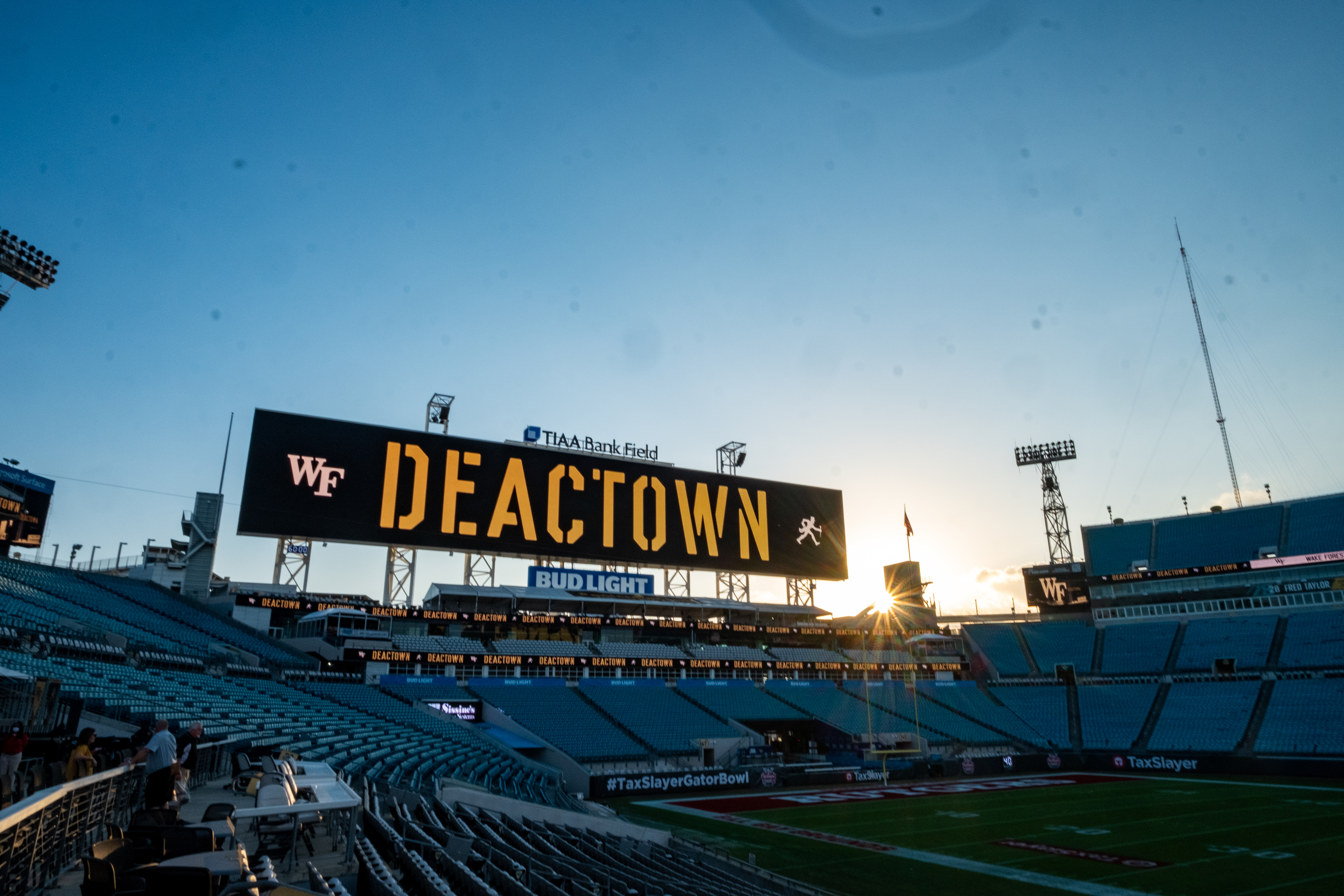 Photo of the videoboard at TIAA Bank Field that Says "DEACTOWN"