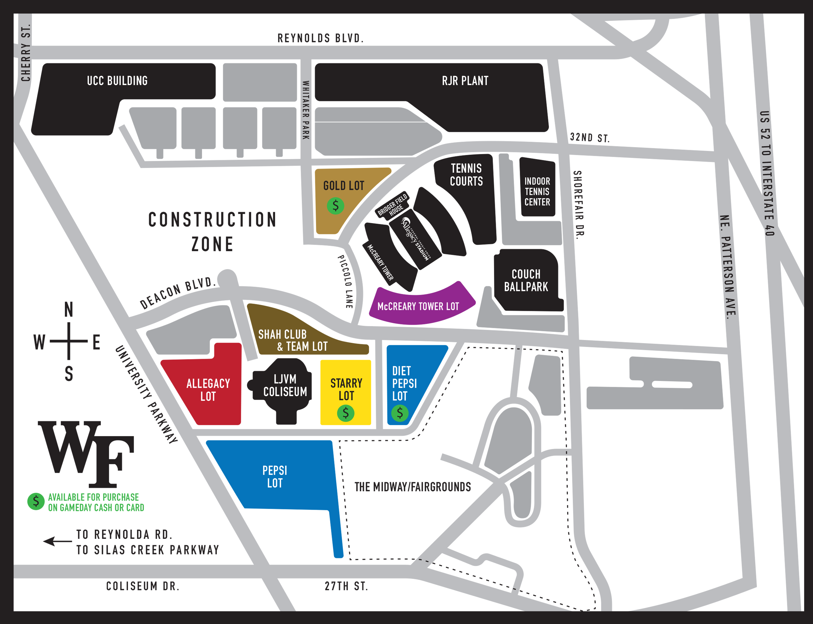 Wake Forest basketball parking map